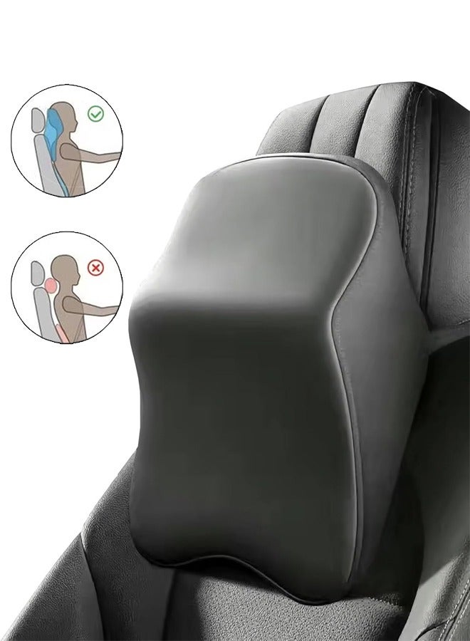 وسادة سيارة، وسادة رقبة لمقعد السيارة لتخفيف آلام الرقبة ودعم الفقرات العنقية، وسادة رقبة للسيارة مزودة برغوة الذاكرة وغطاء قابل للغسل، وسادة مسند رأس للسيارة لكرسي المكتب المنزلي (أسود) - Image 1